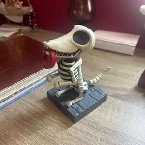 Skeleton Scraps Tim Burton Dog Figurine - Black and Cream